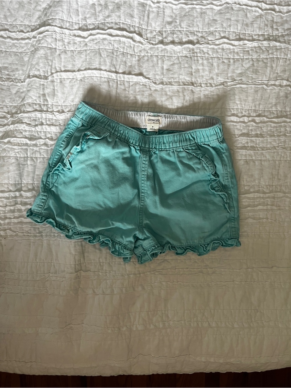 Crewcuts Aqua Ruffle-Edge Girls' Shorts